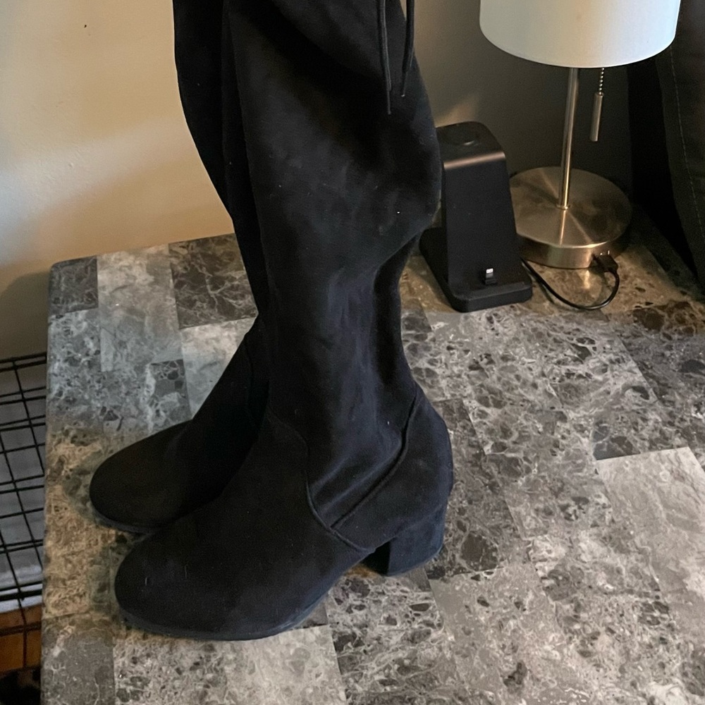 Over the Knee Black Booties